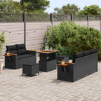 Gartensofa-set 8 pcs Schwarz Poly-Rattan