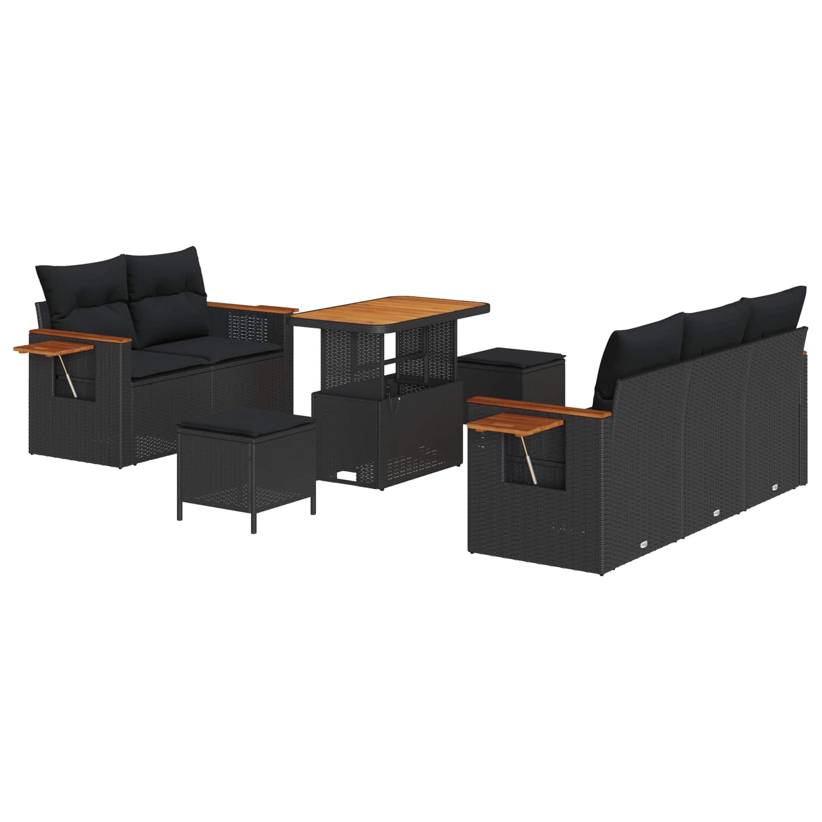 Gartensofa-set 8 pcs Schwarz Poly-Rattan