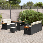 Gartensofa-set 8 pcs Schwarz Poly-Rattan
