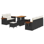Gartensofa-set 8 pcs Schwarz Poly-Rattan