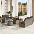 Gartensofa-set 8 pcs Grau Poly-Rattan