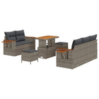 Gartensofa-set 8 pcs Grau Poly-Rattan