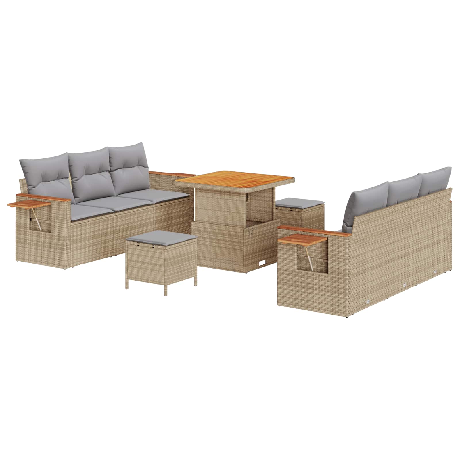 Gartensofa-set 9 pcs Beige Poly-Rattan