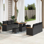 Gartensofa-set 9 pcs Schwarz Poly-Rattan