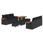 Gartensofa-set 9 pcs Schwarz Poly-Rattan