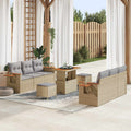 Gartensofa-set 9 pcs Beige Poly-Rattan