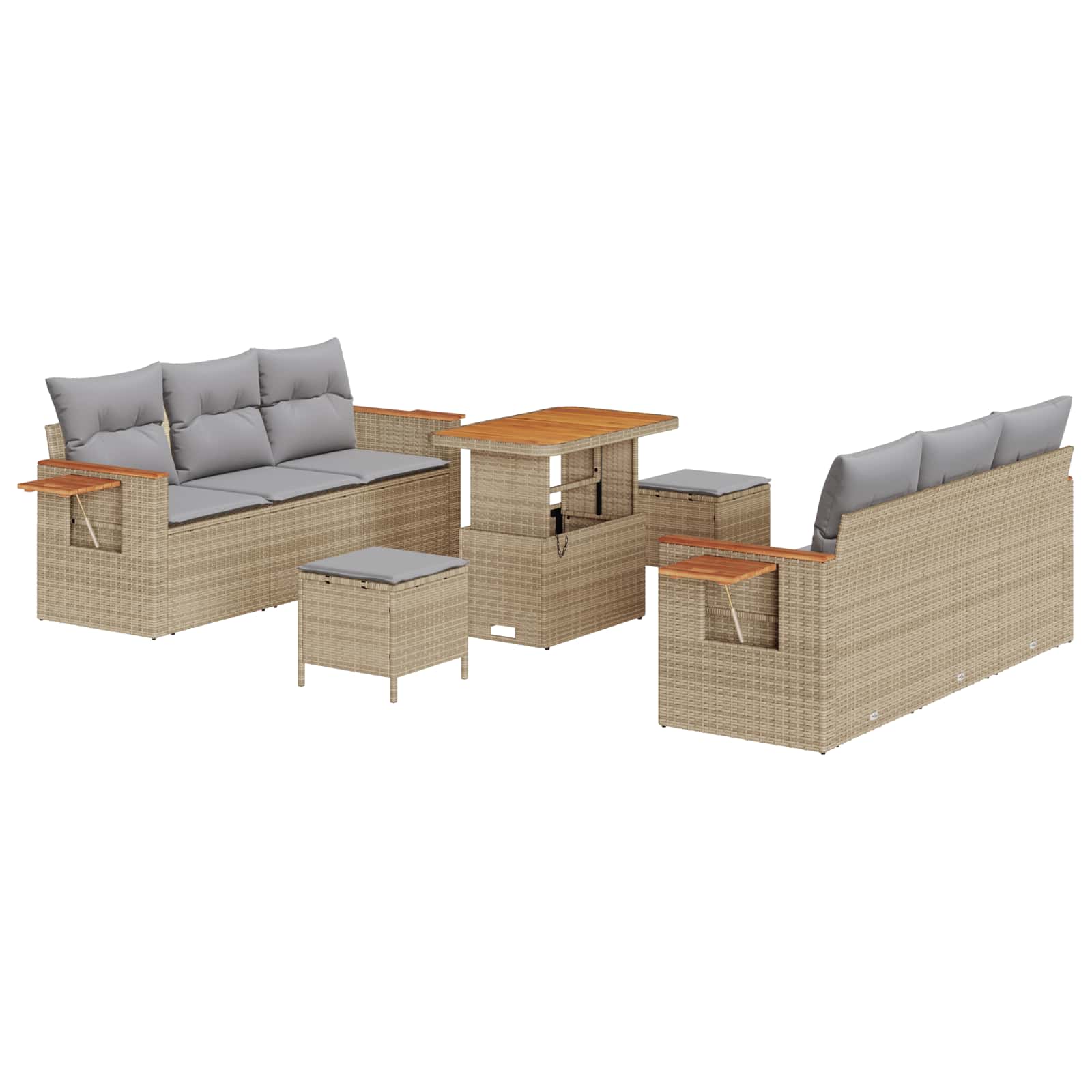Gartensofa-set 9 pcs Beige Poly-Rattan