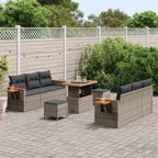 Gartensofa-set 9 pcs Grau Poly-Rattan