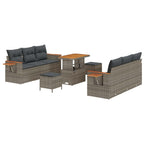 Gartensofa-set 9 pcs Grau Poly-Rattan