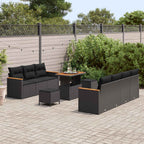 Gartensofa-set 10 pcs Schwarz Poly-Rattan