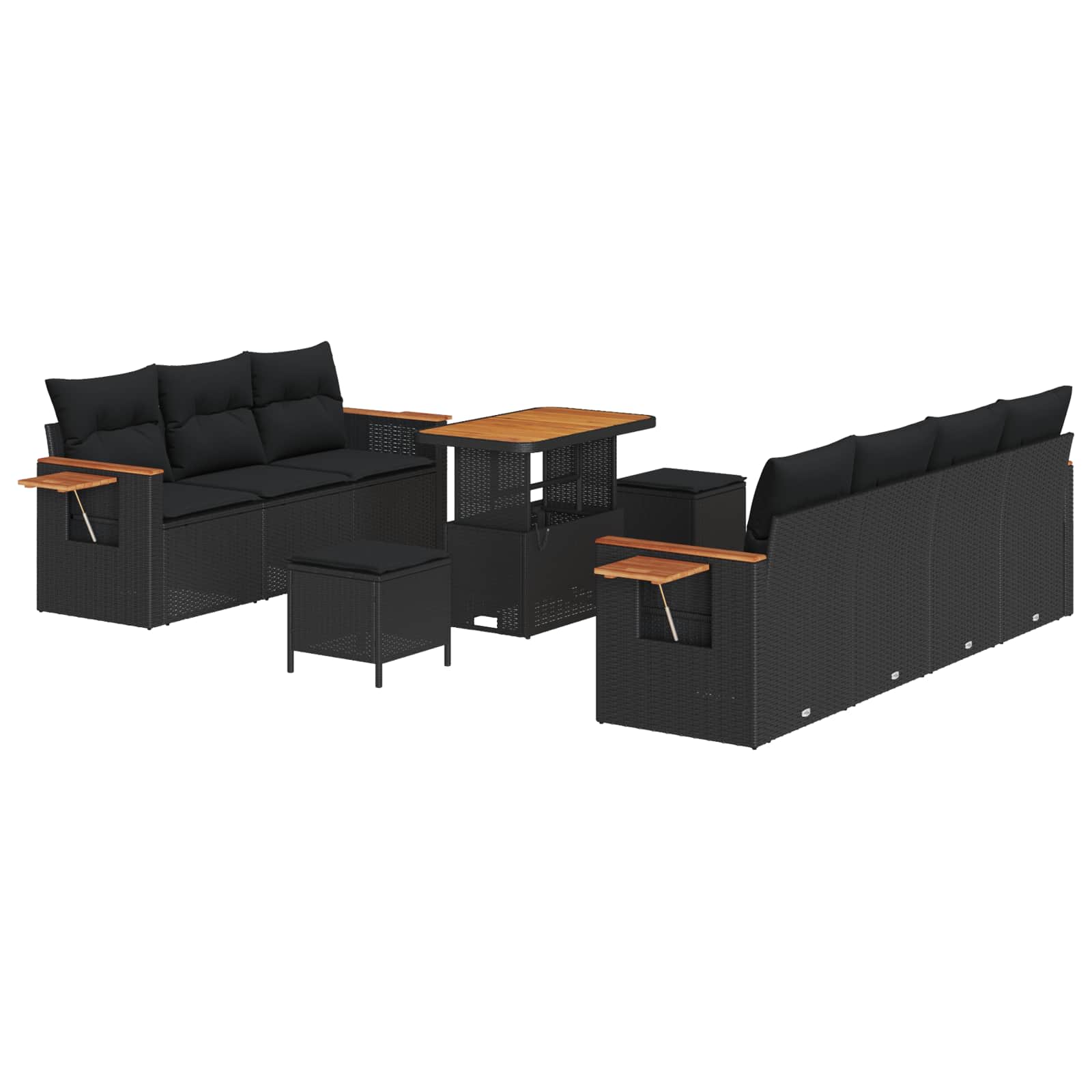 Gartensofa-set 10 pcs Schwarz Poly-Rattan
