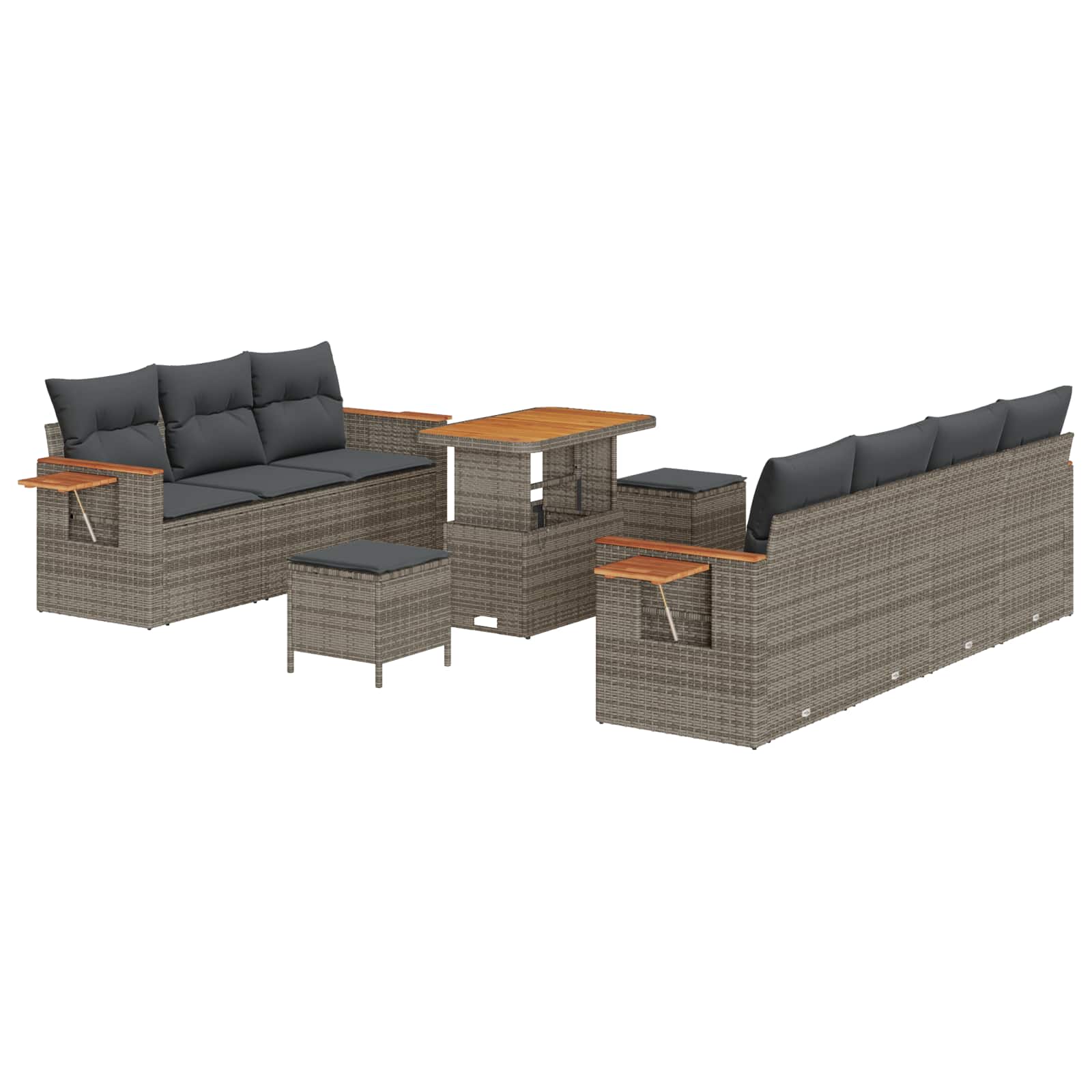 Gartensofa-set 10 pcs Grau Poly-Rattan