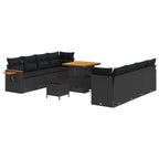 Gartensofa-set 11 pcs Schwarz Poly-Rattan