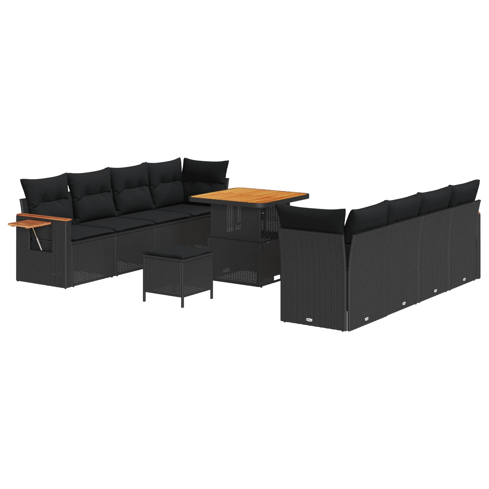 Gartensofa-set 11 pcs Schwarz Poly-Rattan