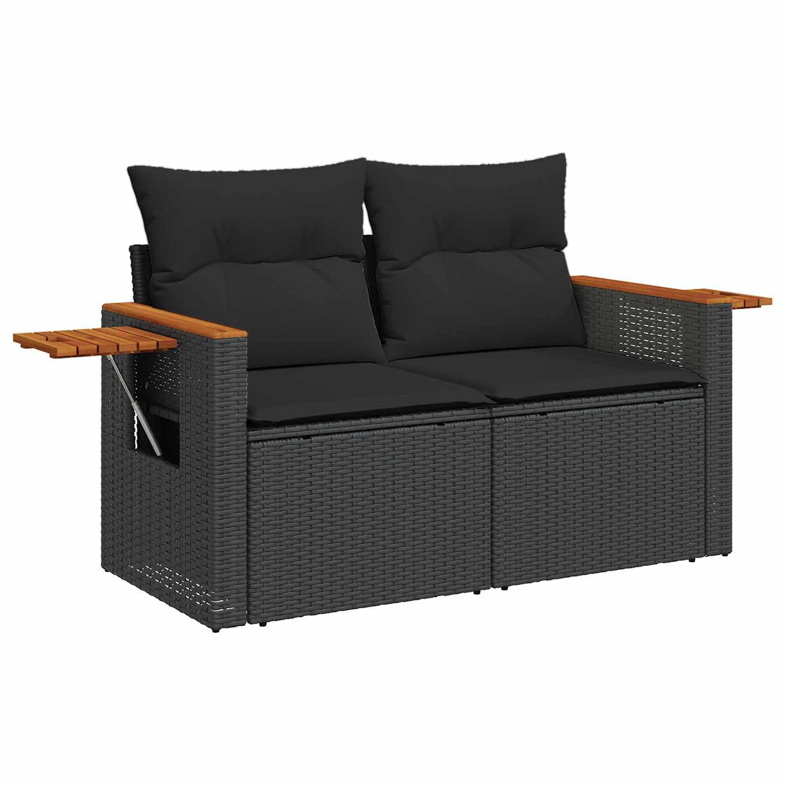 Gartensofa-set 11 pcs Schwarz Poly-Rattan