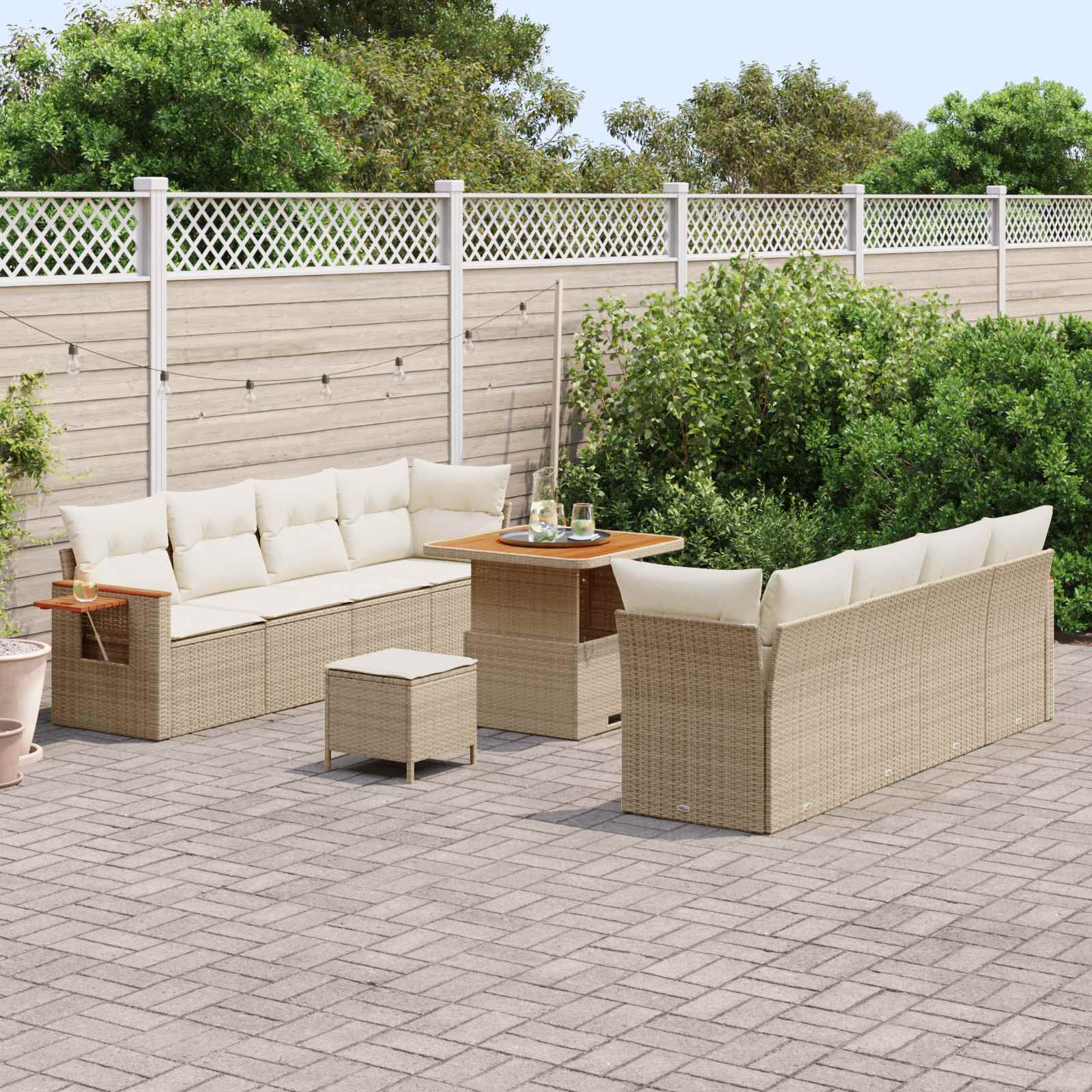 Gartensofa-set 11 pcs Beige Poly-Rattan