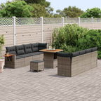 Gartensofa-set 11 pcs Grau Poly-Rattan
