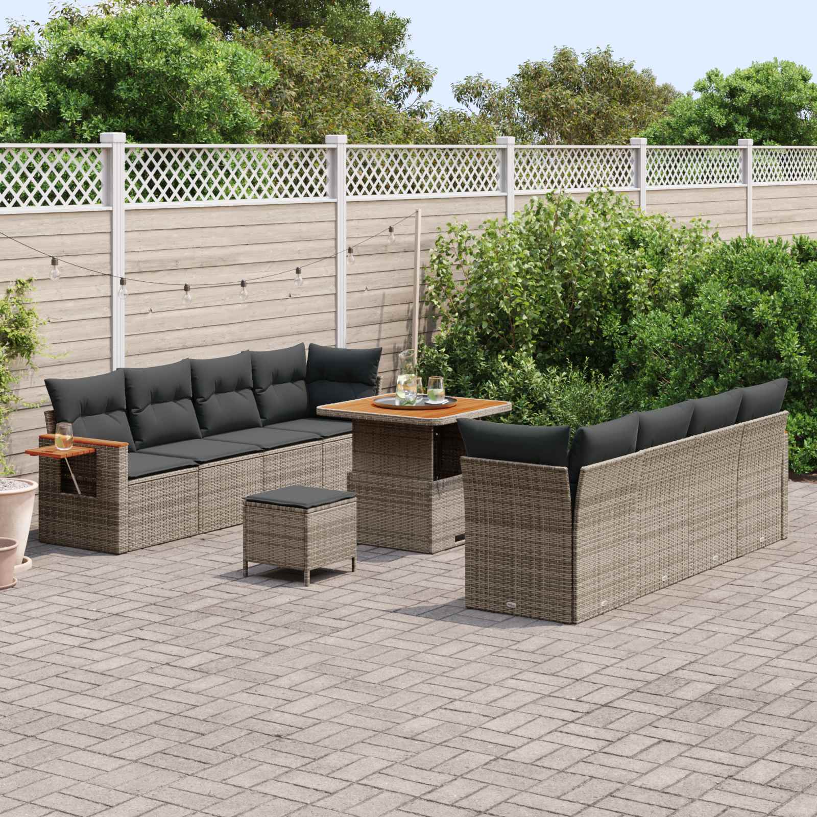 Gartensofa-set 11 pcs Grau Poly-Rattan