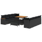Gartensofa-set 11 pcs Schwarz Poly-Rattan