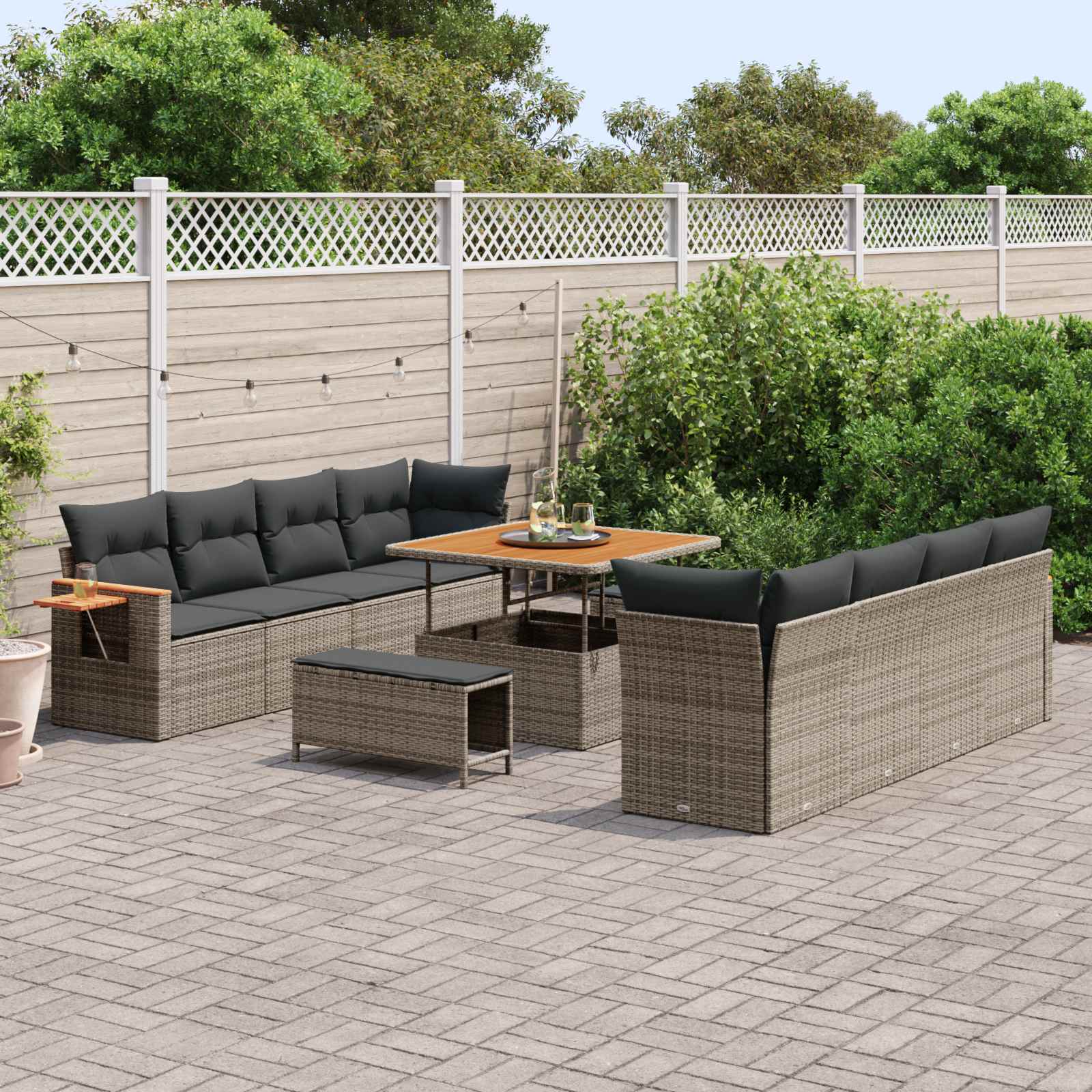 Gartensofa-set 11 pcs Grau Poly-Rattan