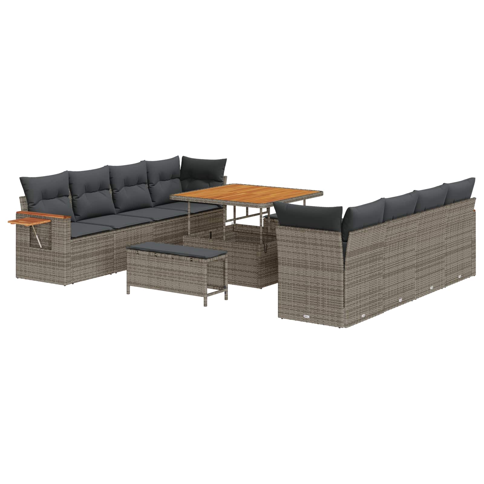 Gartensofa-set 11 pcs Grau Poly-Rattan