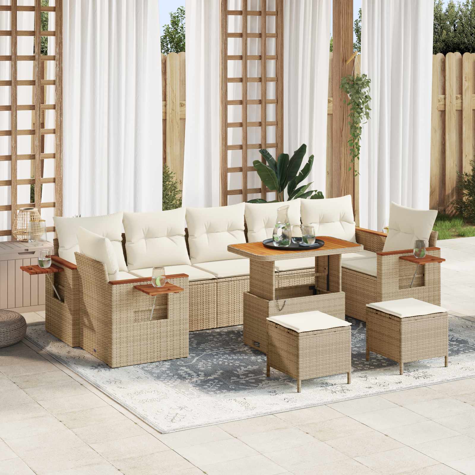Gartensofa-set 10 pcs Beige Poly-Rattan