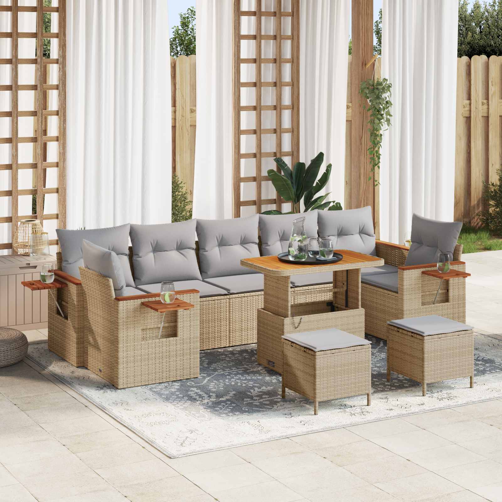 Gartensofa-set 10 pcs Beige Poly-Rattan
