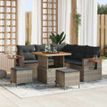 Gartensofa-set 8 pcs Grau Poly-Rattan