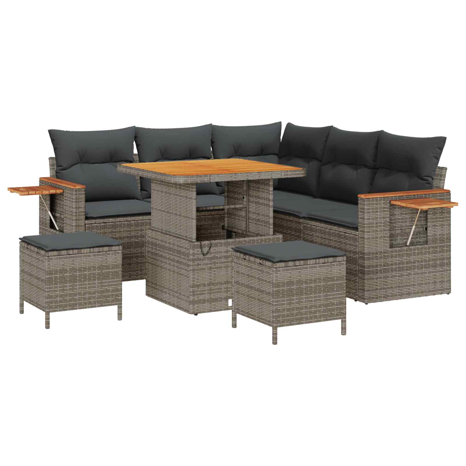 Gartensofa-set 8 pcs Grau Poly-Rattan
