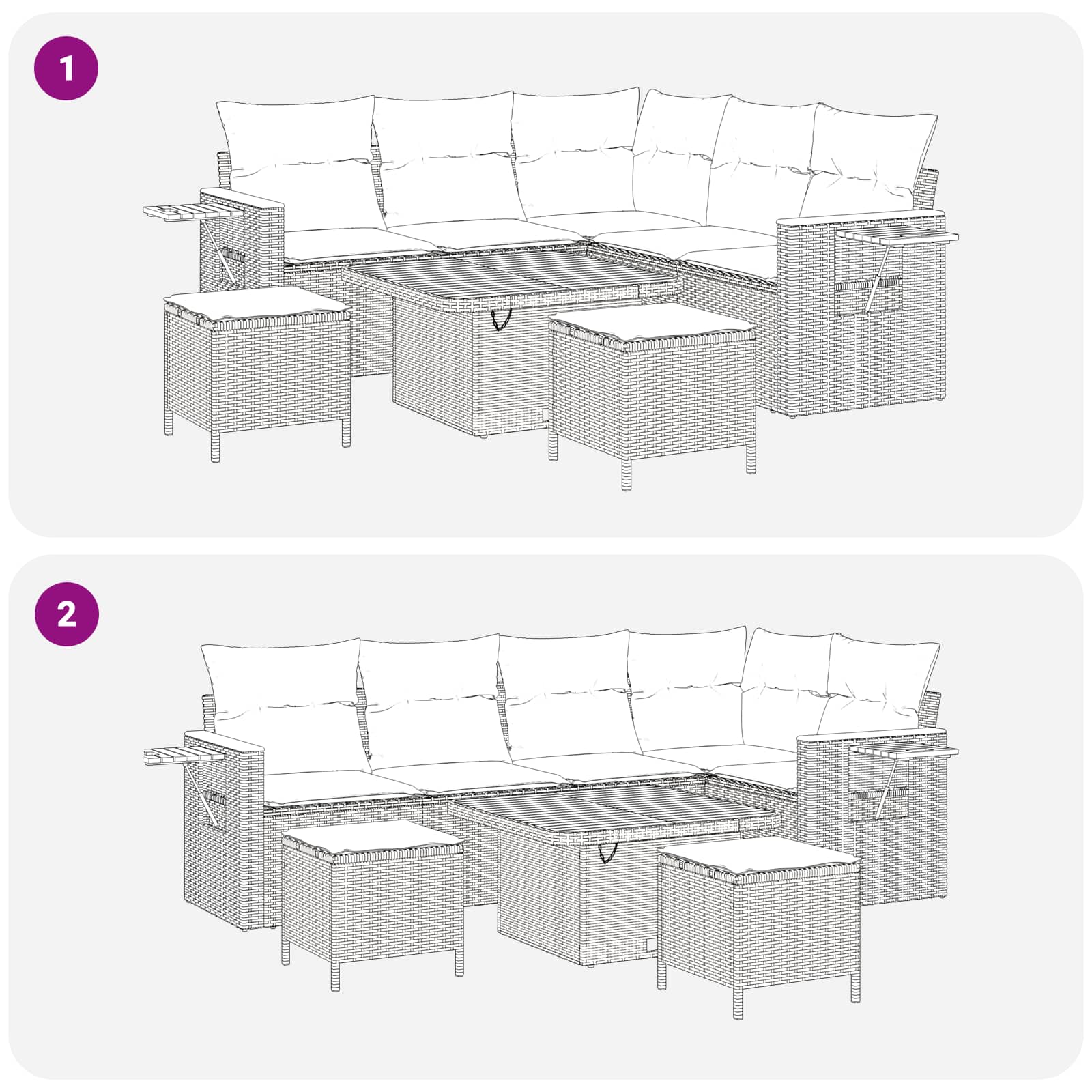 Gartensofa-set 8 pcs Grau Poly-Rattan