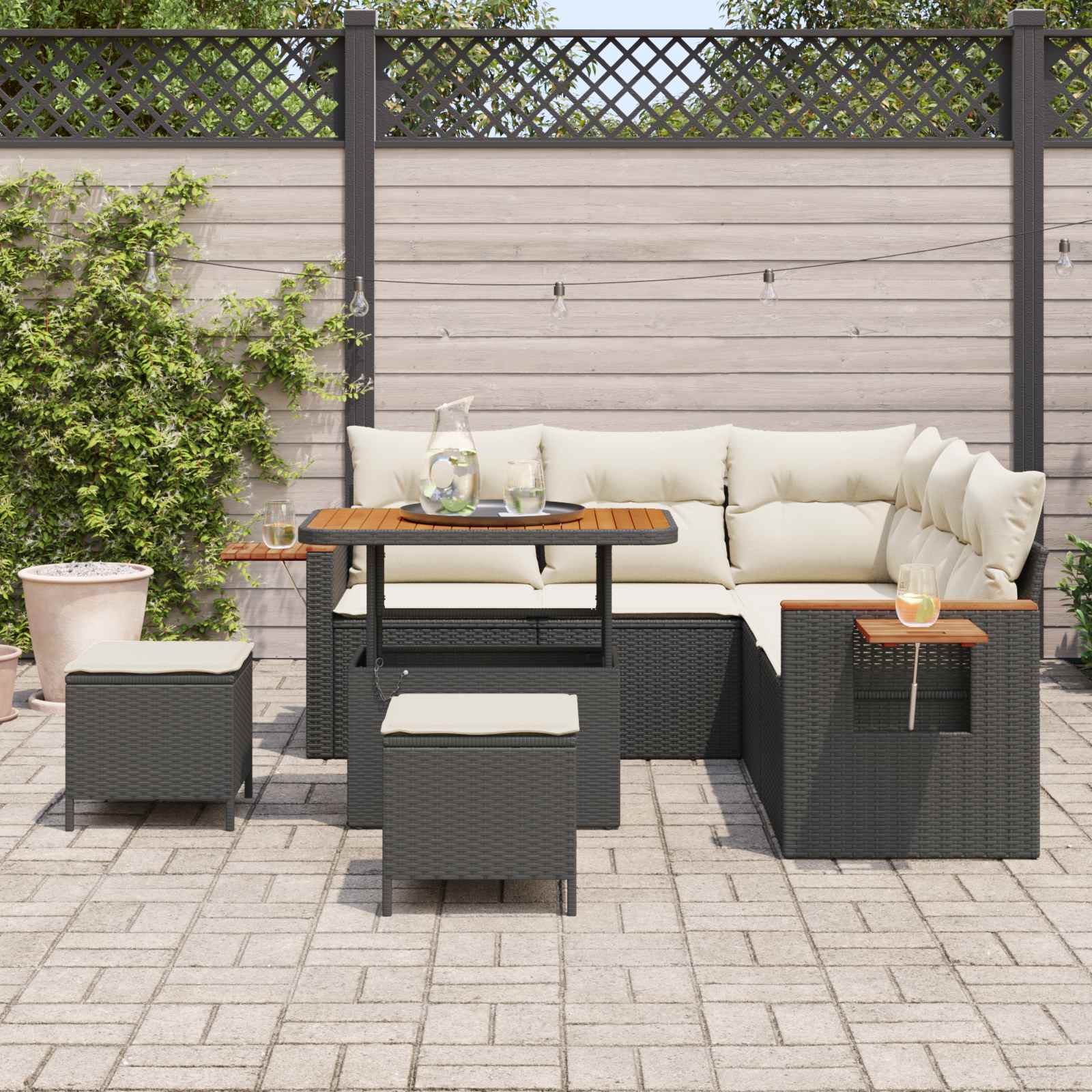 Gartensofa-set 8 pcs Schwarz Poly-Rattan