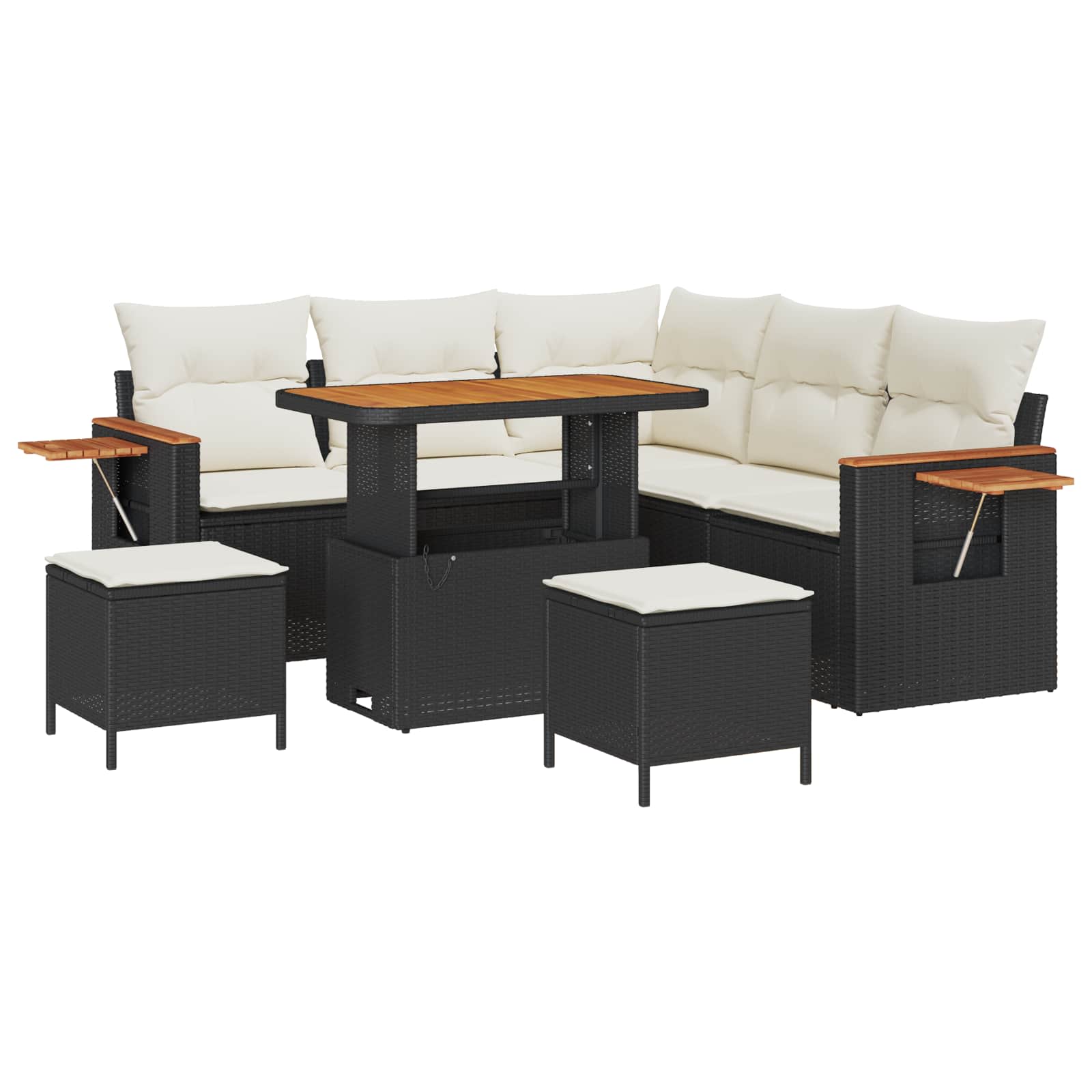 Gartensofa-set 8 pcs Schwarz Poly-Rattan