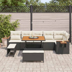 Gartensofa-set 9 pcs Schwarz Poly-Rattan