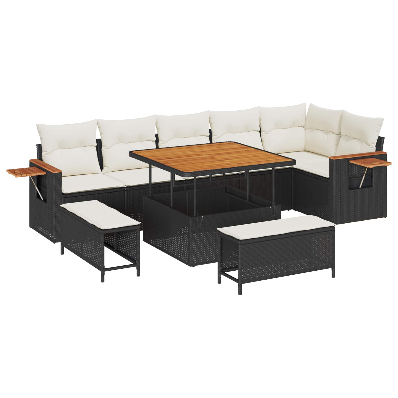 Gartensofa-set 9 pcs Schwarz Poly-Rattan