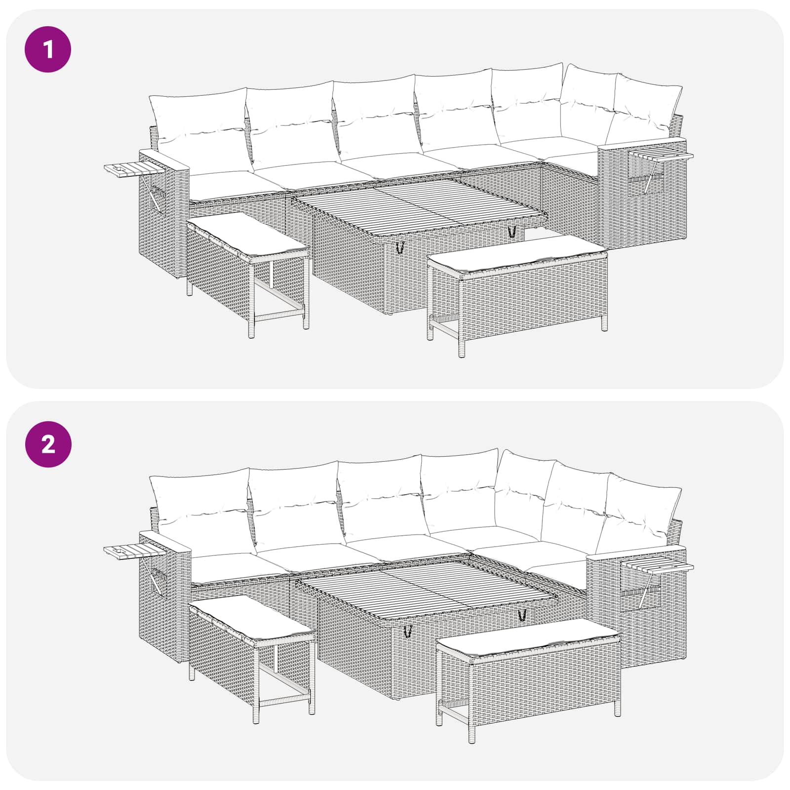 Gartensofa-set 9 pcs Schwarz Poly-Rattan
