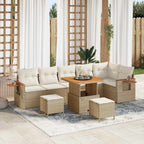 Gartensofa-set 9 pcs Beige Poly-Rattan
