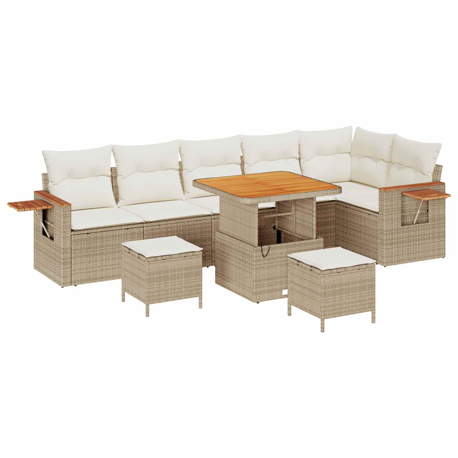 Gartensofa-set 9 pcs Beige Poly-Rattan