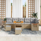 Gartensofa-set 9 pcs Beige Poly-Rattan