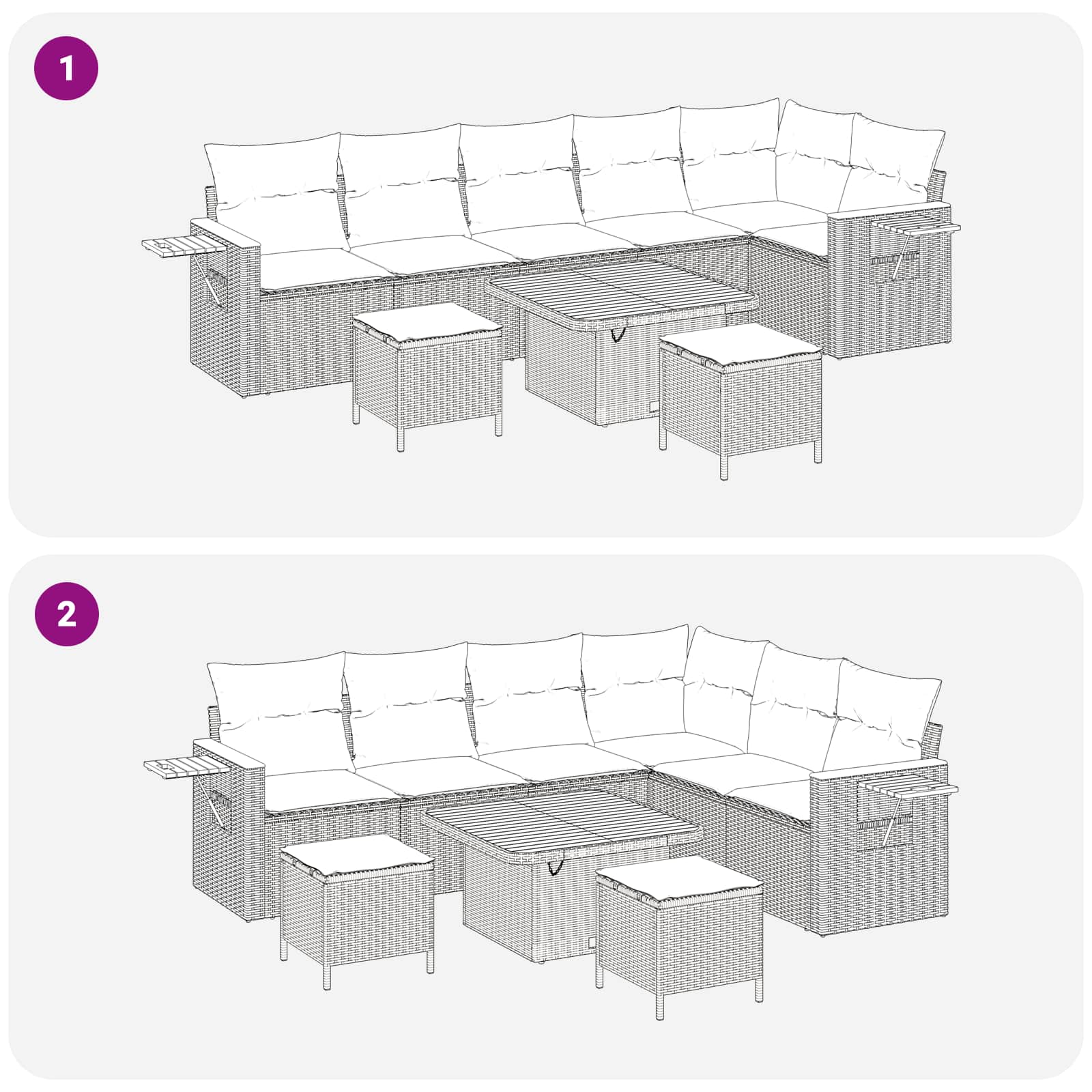 Gartensofa-set 9 pcs Beige Poly-Rattan