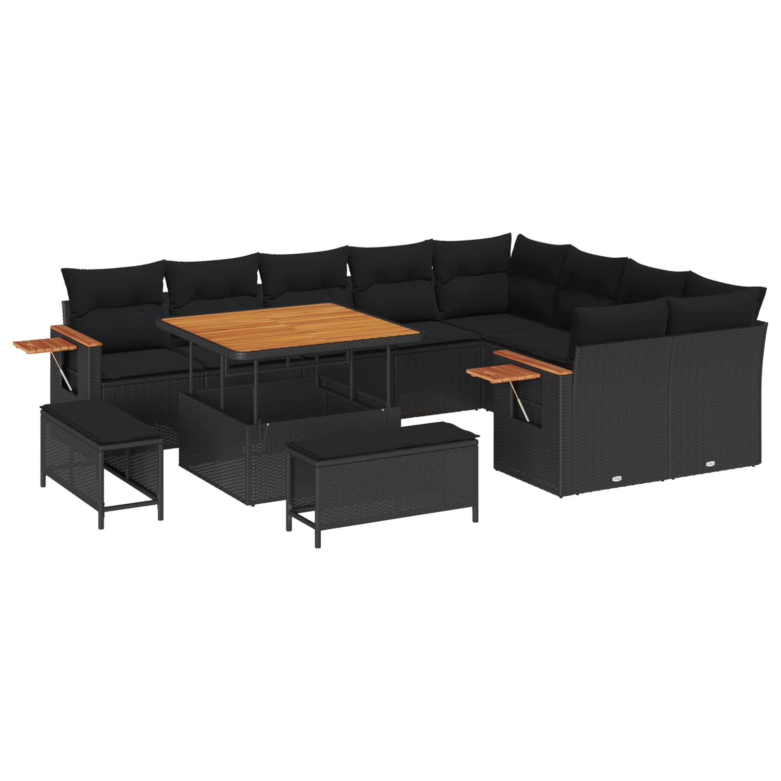 Gartensofa-set 12 pcs Schwarz Poly-Rattan