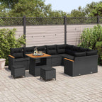 Gartensofa-set 12 pcs Schwarz Poly-Rattan
