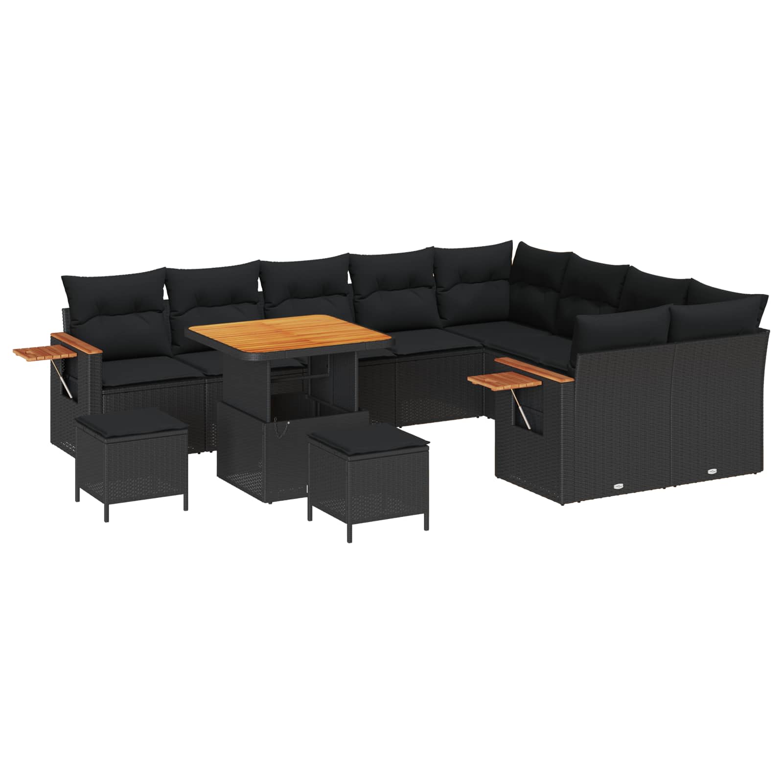 Gartensofa-set 12 pcs Schwarz Poly-Rattan