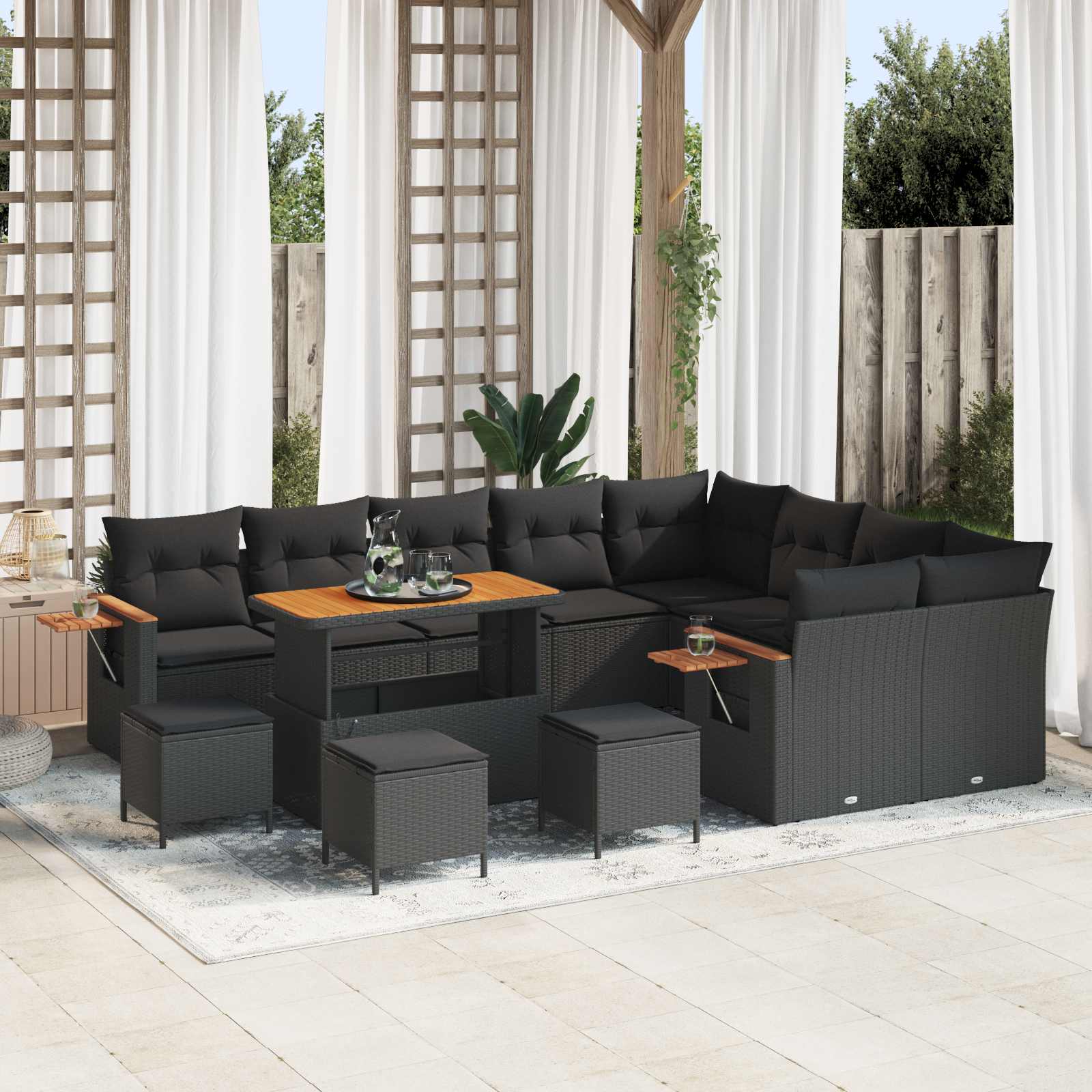Gartensofa-set 13 pcs Schwarz Poly-Rattan