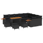 Gartensofa-set 13 pcs Schwarz Poly-Rattan