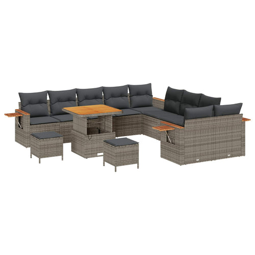 Gartensofa-set 13 pcs Grau Poly-Rattan