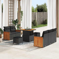 Gartensofa-set mit Kissen 8 pcs Schwarz