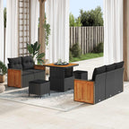 Gartensofa-set mit Kissen 8 pcs Schwarz