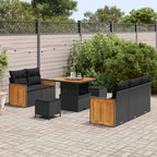 Gartensofa-set mit Kissen 8 pcs Schwarz