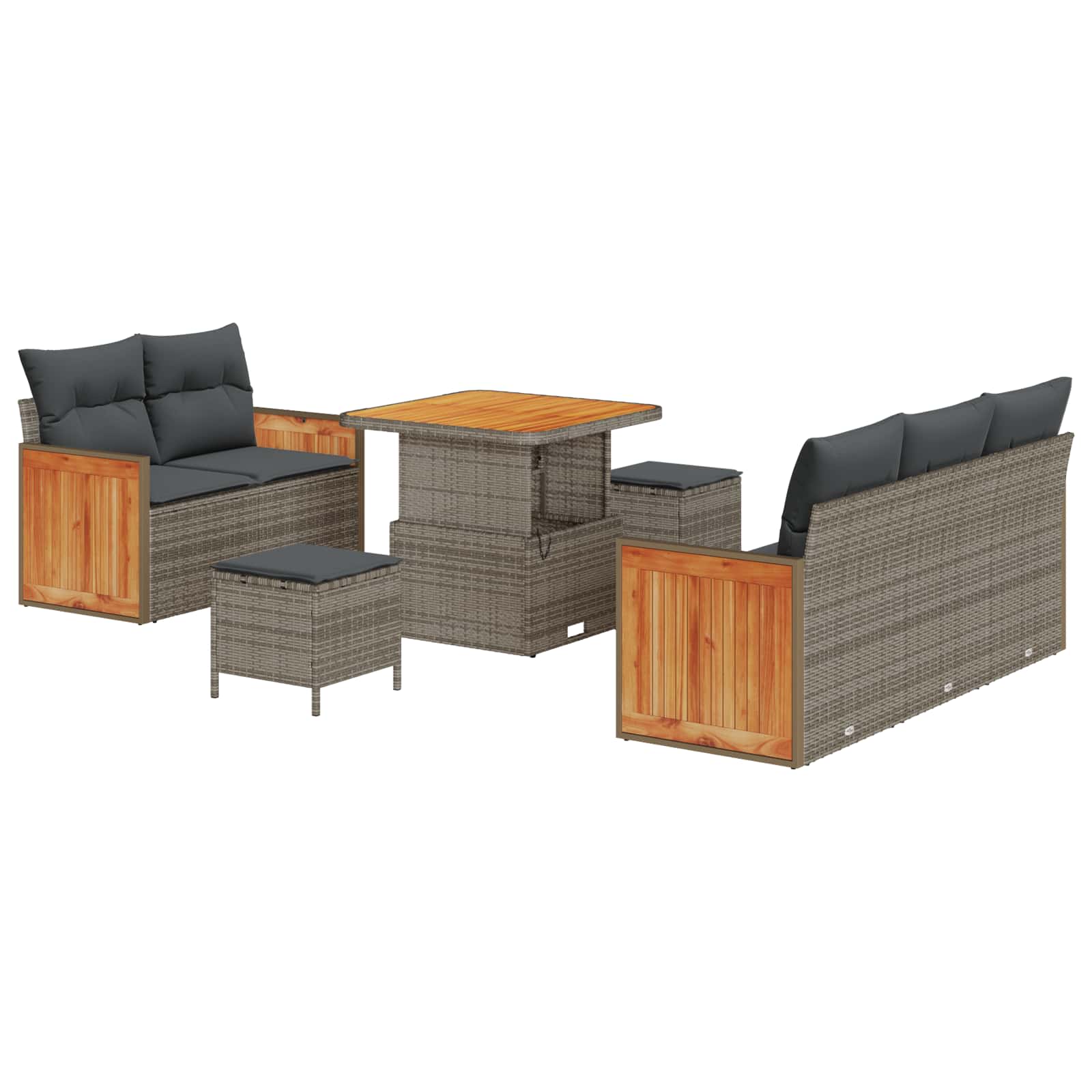 Gartensofa-set mit Kissen 8 pcs Grau