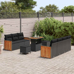 Gartensofa-set mit Kissen 10 pcs Schwarz
